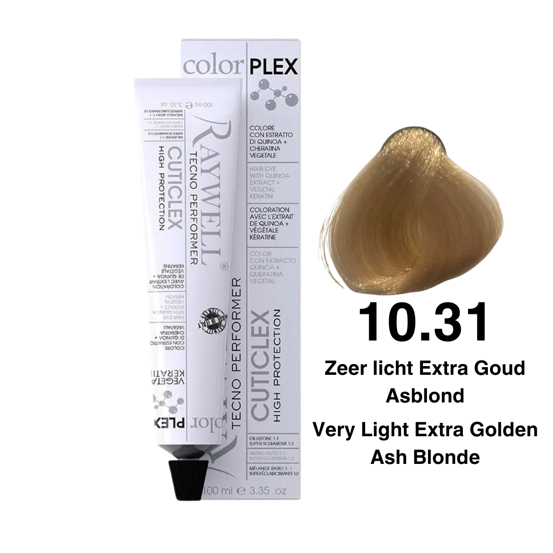 Raywell ColorPlex - Permanent Hair Dye - 10.31 - Very Light Extra Golden Ash Blonde - 100 ml