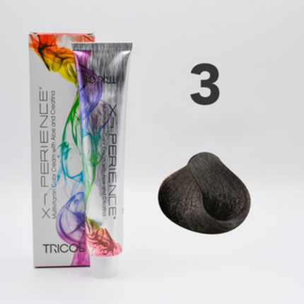 Tricol Xperience - Permanent Hair Dye - 3 - Dark Chestnut Brown - 100 ml