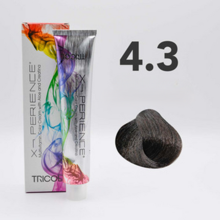 Tricol Xperience - Permanent Hair Dye - 4.3 - Medium Golden Brown - 100 ml