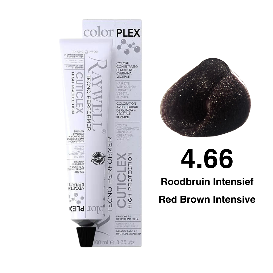 Raywell ColorPlex - Permanent Hair Dye - 4.66 - Red Brown Intensive - 100 ml