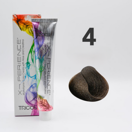 Tricol Xperience - Permanent Hair Dye - 4 - Chestnut Brown - 100 ml