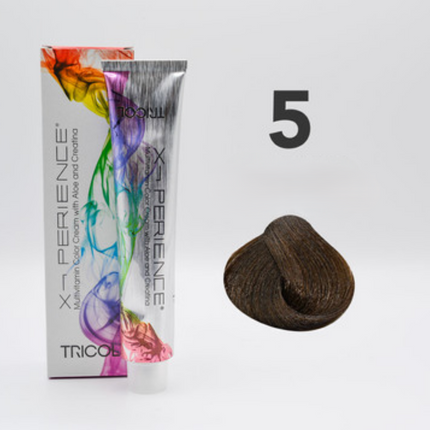 Tricol Xperience - Permanent Hair Dye - 5 - Light Chestnut Brown - 100 ml