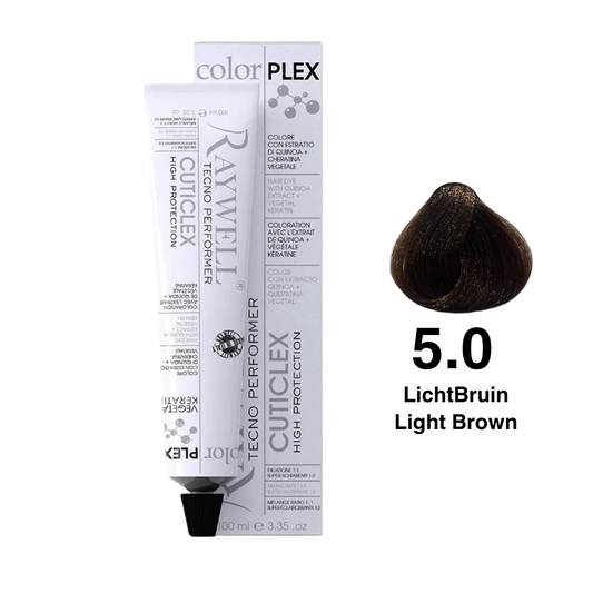 Raywell ColorPlex - Permanent Hair Dye - 5.0 - Light Brown - 100 ml