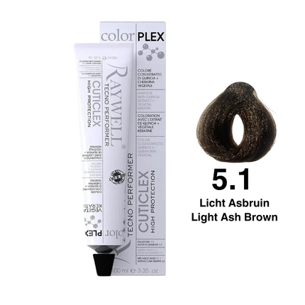 Raywell ColorPlex - Permanent Hair Dye - 5.1 - Light Ash Brown - 100 ml