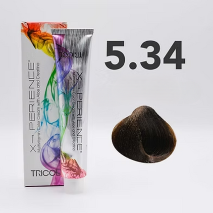 Tricol Xperience - Permanent Hair Dye - 5.34 - Light Chestnut Brown Tobacco - 100 ml