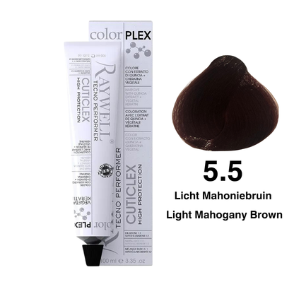 Raywell ColorPlex - Permanent Hair Dye - 5.5 - Light Mahogany Brown - 100 ml