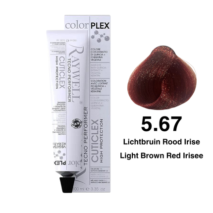 Raywell ColorPlex - Permanent Hair Dye - 5.67 - Light Brown Red Iris - 100 ml