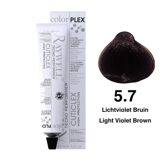 Raywell ColorPlex - Permanent Hair Dye - 5.7 - Light Violet Brown - 100 ml