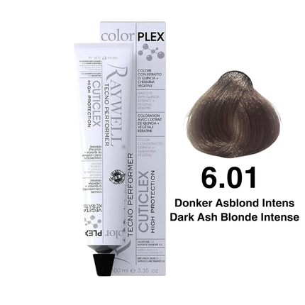 Raywell ColorPlex - Permanent Hair Dye - 6.01 - Dark Ash Blonde Intense - 100 ml