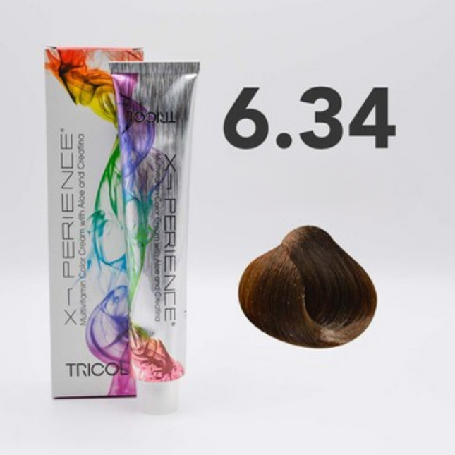 Tricol Xperience - Permanent Hair Dye - 6.34 - Light Coppery Golden Blonde - 100 ml