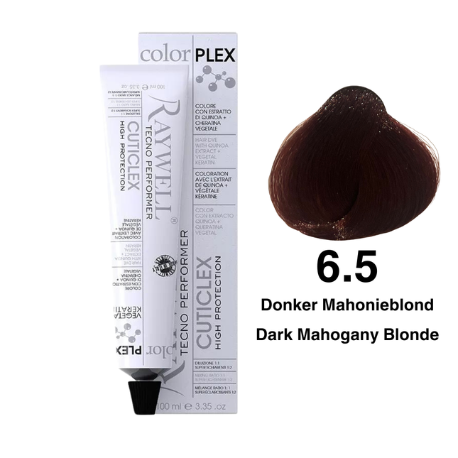 Raywell ColorPlex - Permanent Hair Dye - 6.5 - Dark Mahogany Blonde - 100 ml