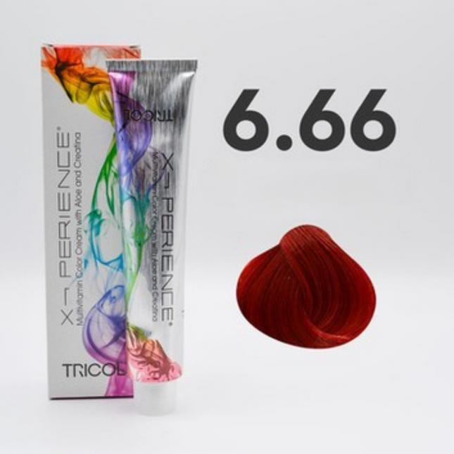 Tricol Xperience - Permanent Hair Dye - 6.66 - Intense Dark Red Blonde - 100 ml