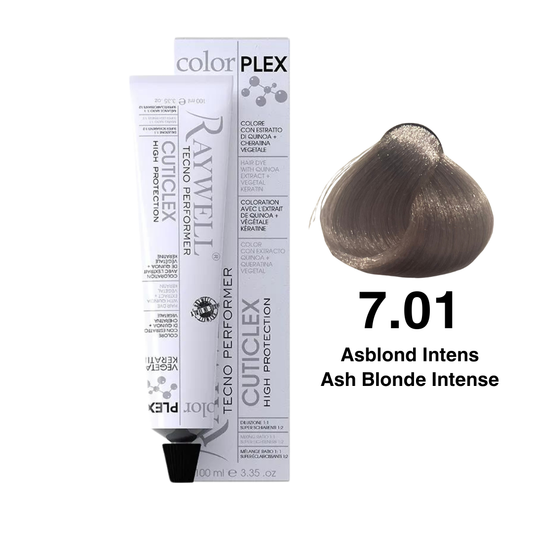 Raywell ColorPlex - Permanent Hair Dye - 7.01 - Ash Blonde Intense - 100 ml