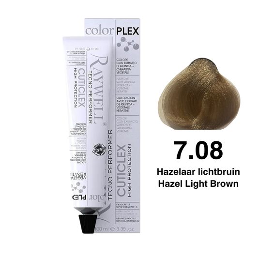 Raywell ColorPlex - Permanent Hair Dye - 7.08 - Hazel Light Brown - 100 ml