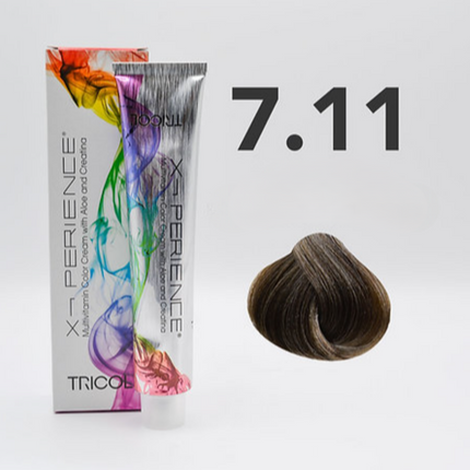 Tricol Xperience - Permanent Hair Dye - 7.11 - Intense Ash Blonde - 100 ml