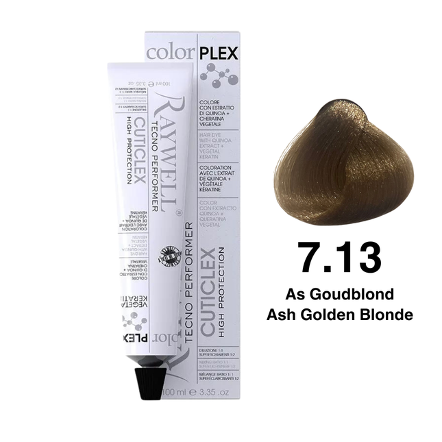 Raywell ColorPlex - Permanent Hair Dye - 7.13 - Ash Golden Blonde - 100 ml