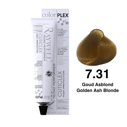 Raywell ColorPlex - Permanent Hair Dye - 7.31 - Golden Ash Blonde - 100 ml