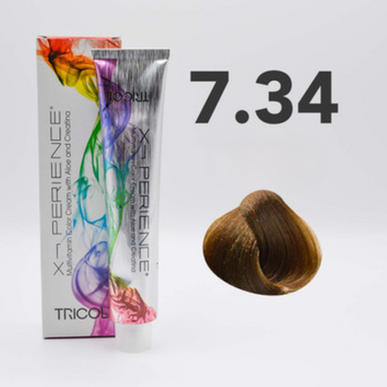 Tricol Xperience - Permanent Hair Dye - 7.34 - Tobacco Blonde - 100 ml