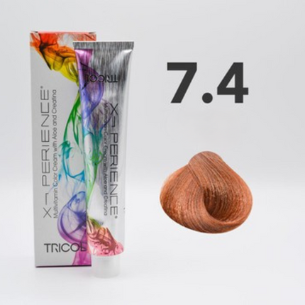Tricol Xperience - Permanent Hair Dye - 7.4 - Copper Blonde - 100 ml