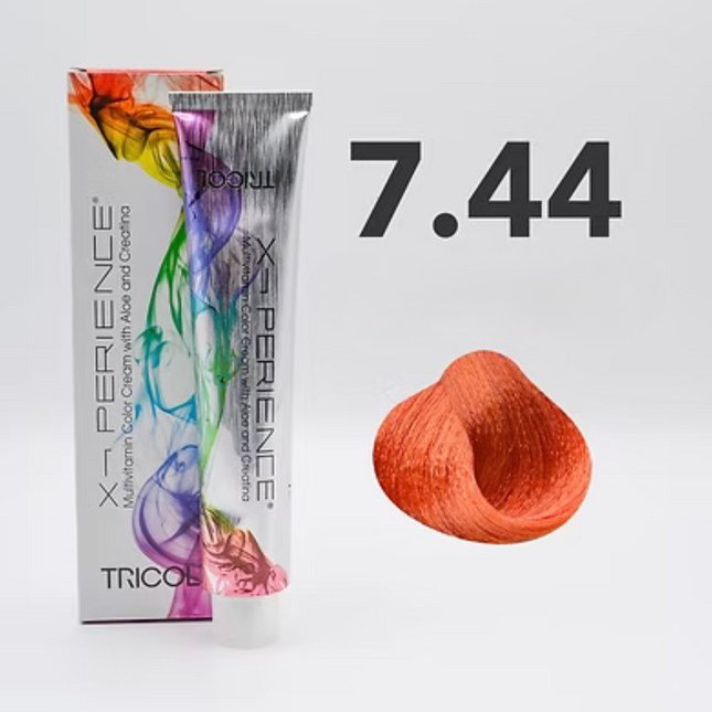 Tricol Xperience - Permanent Hair Dye - 7.44 - Intense Copper Blonde - 100 ml