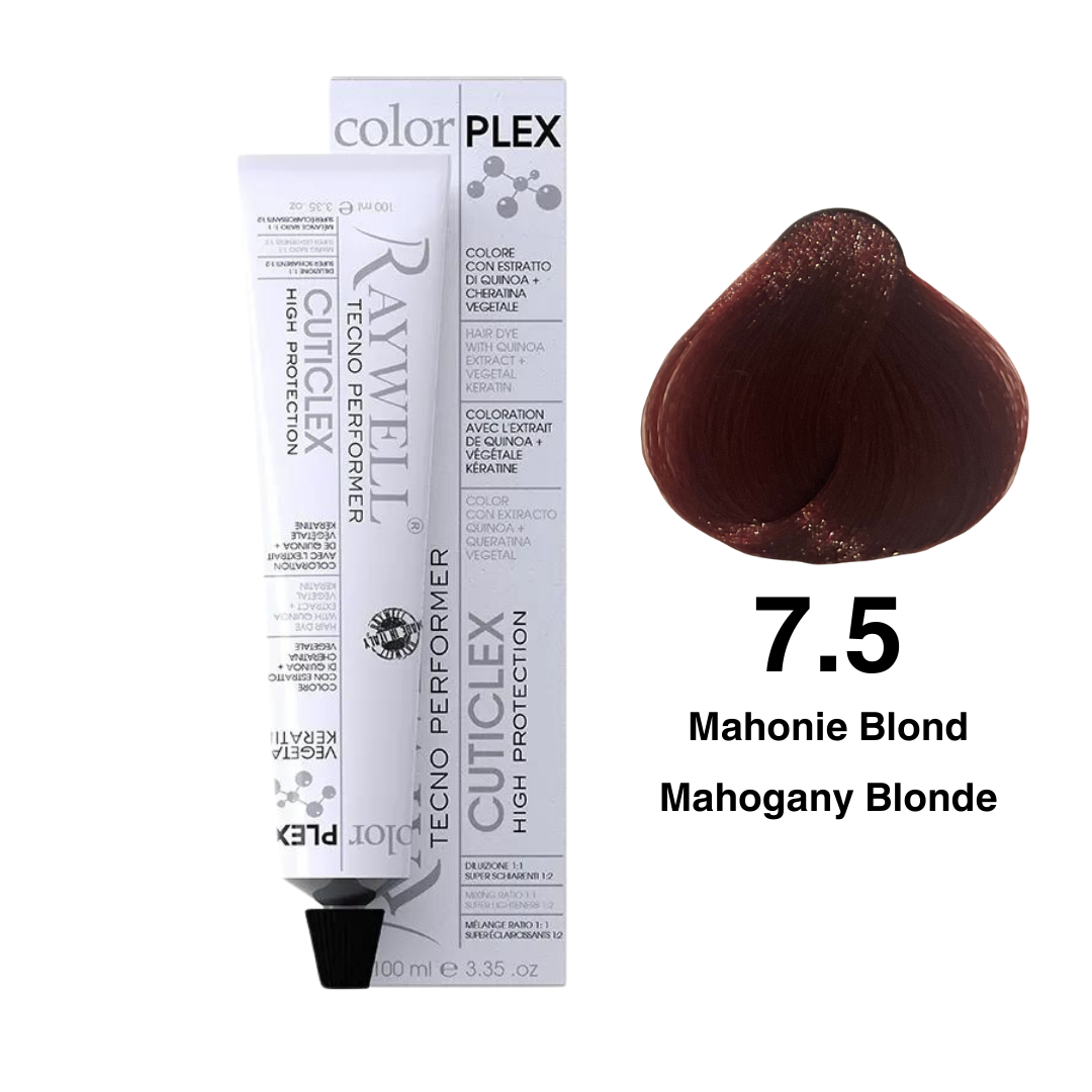 Raywell ColorPlex - Permanent Hair Dye - 7.5 - Mahogany Blonde - 100 ml