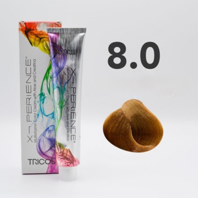 Tricol Xperience - Permanent Hair Dye - 8.0 - Light Blonde Intensive - 100 ml