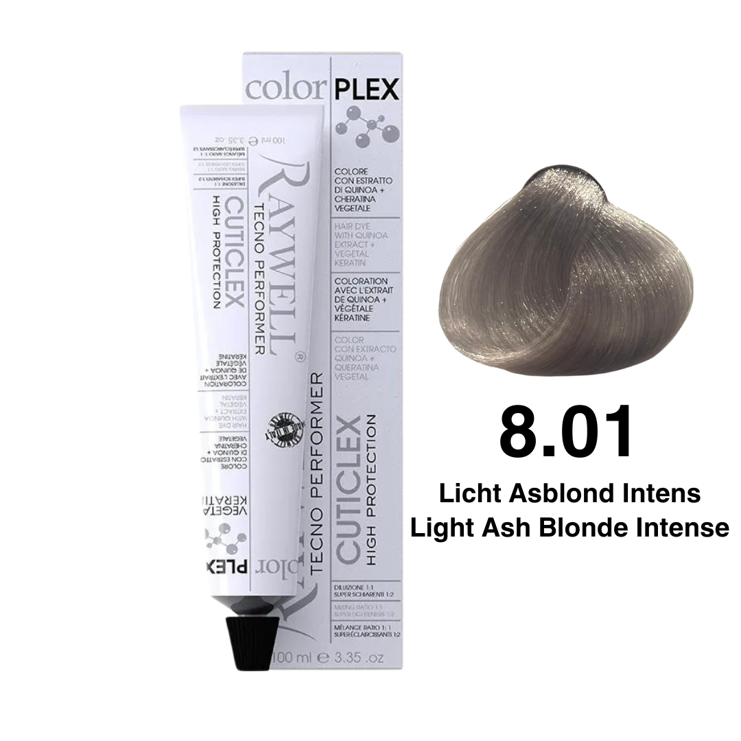 Raywell ColorPlex - Permanent Hair Dye - 8.01 - Light Ash Blonde Intense - 100 ml