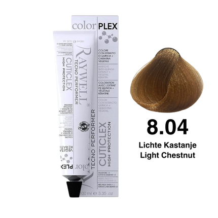 Raywell ColorPlex - Permanent Hair Dye - 8.04 - Light Chestnut - 100 ml