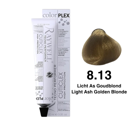 Raywell ColorPlex - Permanent Hair Dye - 8.13 - Light Ash Golden Blonde - 100 ml