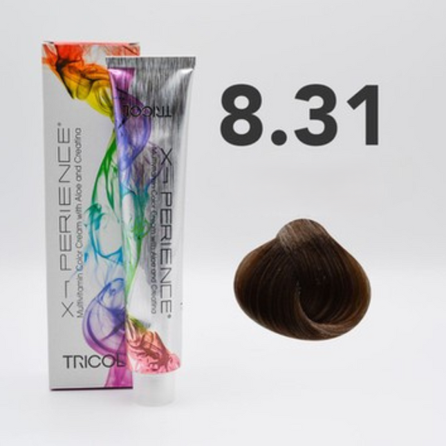 Tricol Xperience - Permanent Hair Dye - 8.31 - Light Golden Blonde Ash Blonde - 100 ml