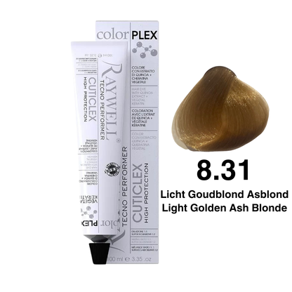 Raywell ColorPlex - Permanent Hair Dye - 8.31 - Light Golden Blonde Ash Blonde - 100 ml