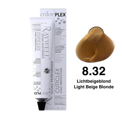 Raywell ColorPlex - Permanent Hair Dye - 8.32 - Light Beige Blonde - 100 ml