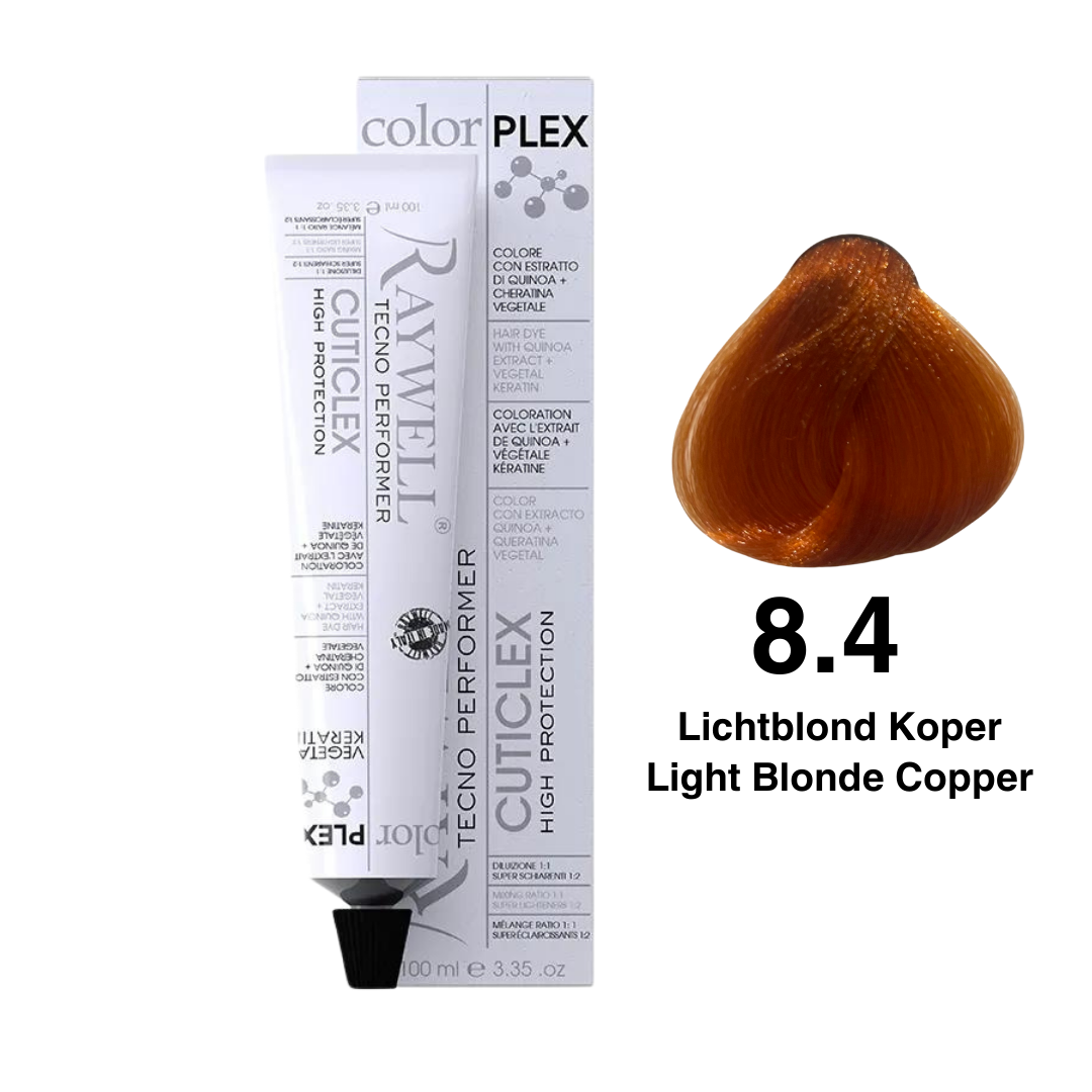 Raywell ColorPlex - Permanent Hair Dye - 8.4 - Light Blonde Copper - 100 ml
