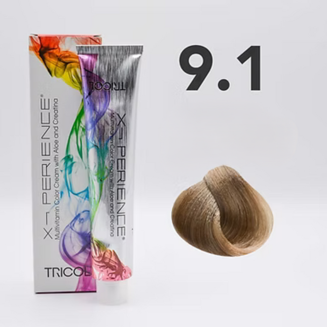 Tricol Xperience - Permanent Hair Dye - 9.1 - Very Light Ash Blonde - 100 ml