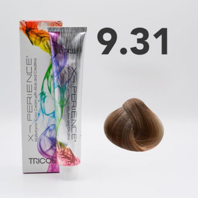 Tricol Xperience - Permanent Hair Dye - 9.31 - Very Light Golden Blonde Ash Blonde - 100 ml