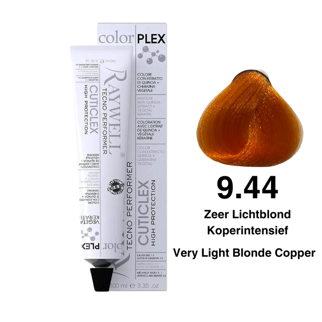 Raywell ColorPlex - Permanent Hair Dye - 9.44 - Very Light Blonde Copper Intensive - 100 ml